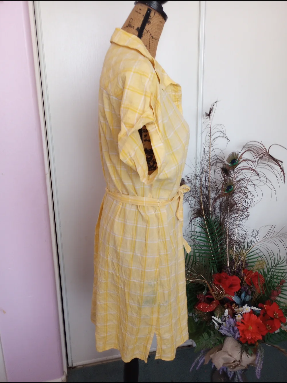 Tommy Hilfiger Yellow Plaid Button Dress - Picture 2 of 4